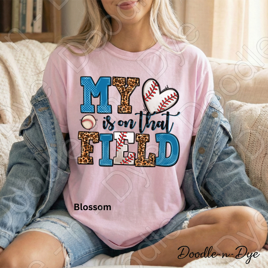 Baseball Mom Comfort Colors Tee, My Heart is on That Field Shirt, Baseball Season Tee, Gift for Mom, Baseball Life