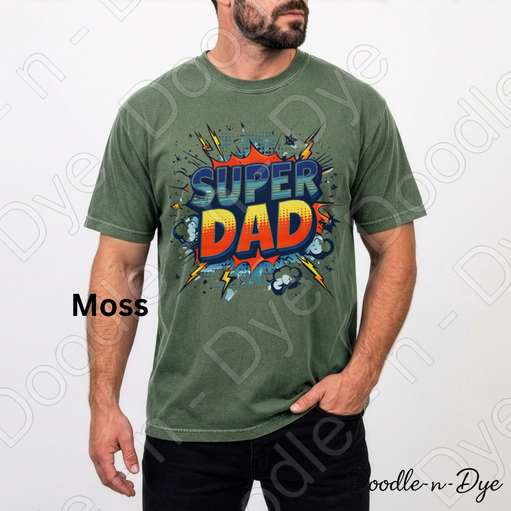Super Dad Comfort Colors Tee, Comic Dad Shirt, Father's Day Superhero T-Shirt, Gift for Him
