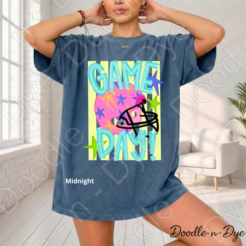 Game Day Comfort Colors Tee, Football Spirit Shirt for Women, Cute Game Day Outfit Idea, Colorful Football Helmet Tee, School Spirit and Sports Mom Shirt, Gift for Her