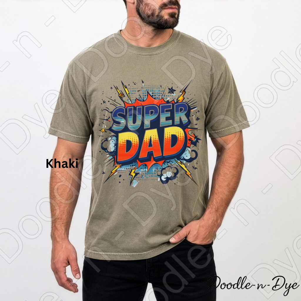 Super Dad Comfort Colors Tee, Comic Dad Shirt, Father's Day Superhero T-Shirt, Gift for Him
