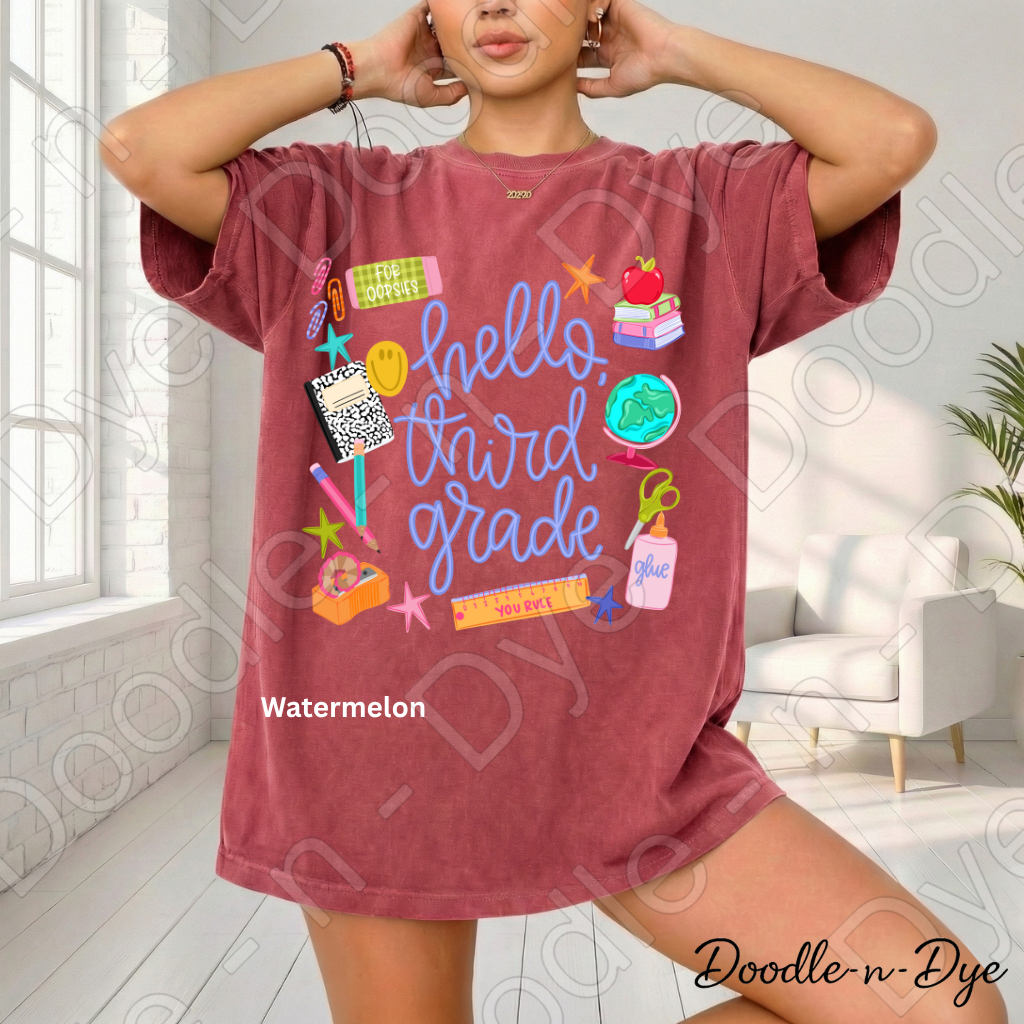Hello Third Grade Teacher Shirt – Comfort Colors Back to School Third Grade Teacher Tee for Educators