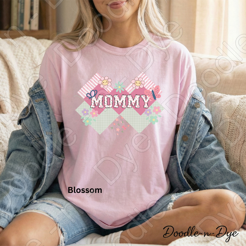 Mommy Comfort Colors Tee, New Mom T-Shirt, Cute Mom Graphic Tee, Floral Patterned Mommy Tshirt, Gift for Her, First Time Mom, Mother's Day Gift