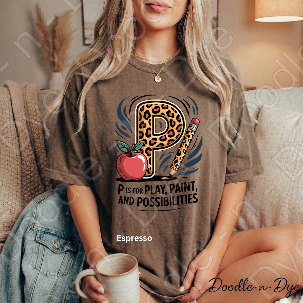 Pre-K Teacher Shirt – P Is for Play Paint and Possibilities Tee | Comfort Colors Preschool Teacher Shirt