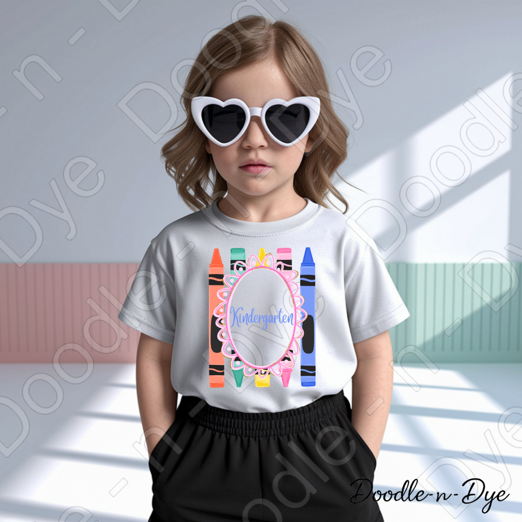 Youth Kindergarten Comfort Colors Tee, Back to School Kids Shirt, Cute Classroom Photo Outfit, Colorful Crayon Kindergarten Tee, Beginning of School Student Shirt