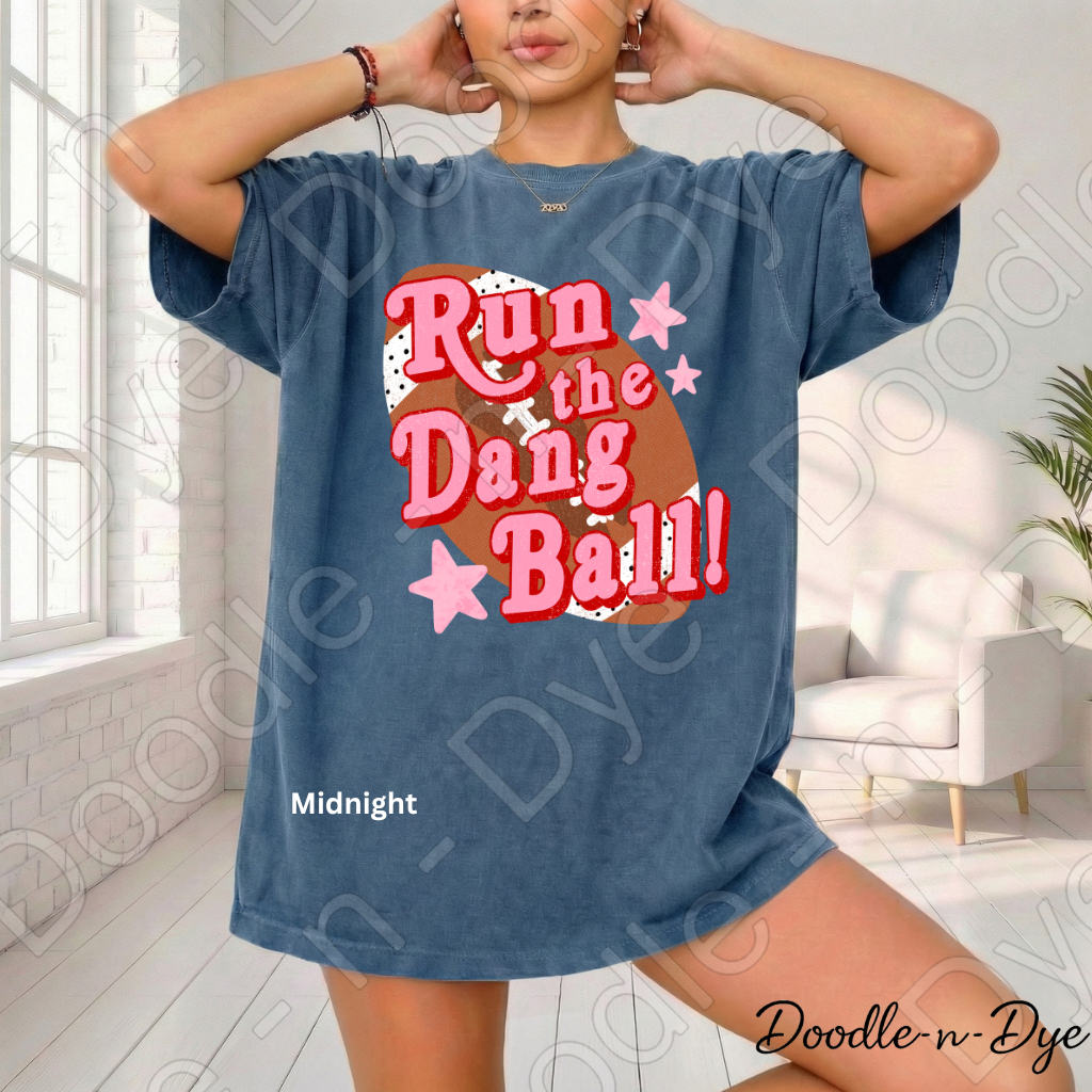 Football Run the Dang Ball Comfort Colors Tee, Football Spirit Shirt for Women, Cute Game Day Outfit Idea, Colorful Football Tee, School Spirit and Sports Mom Shirt, Gift for Mom, Gift for Her