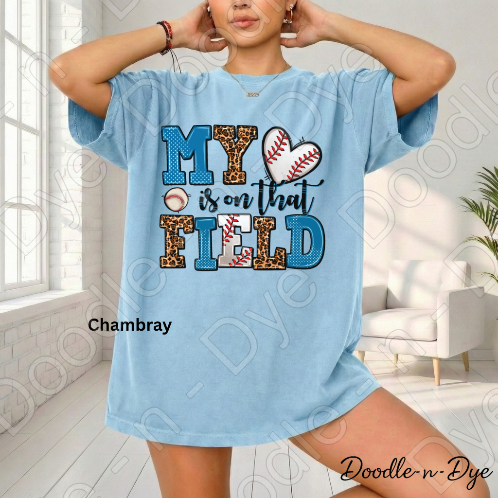 Baseball Mom Comfort Colors Tee, My Heart is on That Field Shirt, Baseball Season Tee, Gift for Mom, Baseball Life