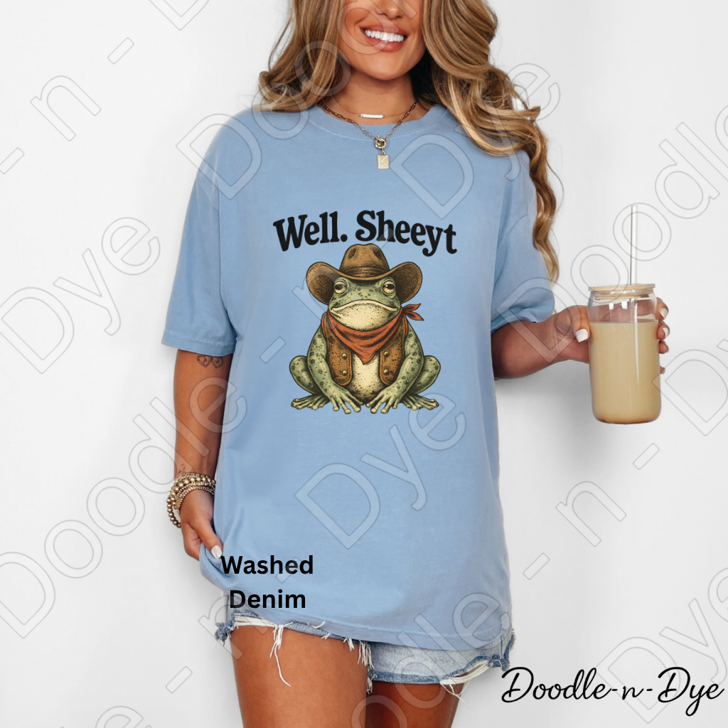 Funny Southern Comfort Colors Tee, Well Sheeyt Funny Cowboy Shirt, Snarky Toad T-Shirt, Humorous Frog Tee