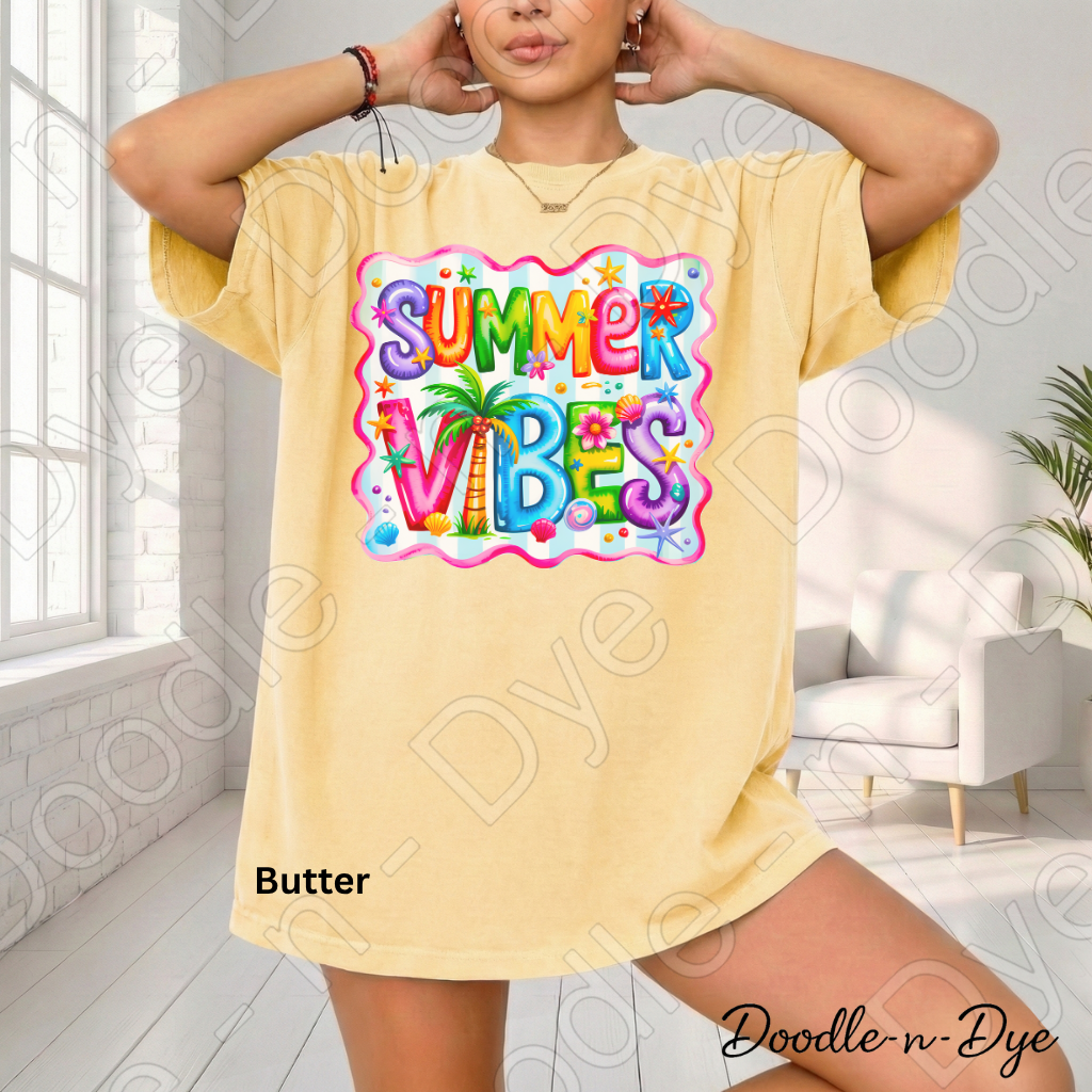 Summer Vibes Comfort Colors Tee, Teacher Summer Shirt, Tropical Summer Vibes Tee, Gift for Her