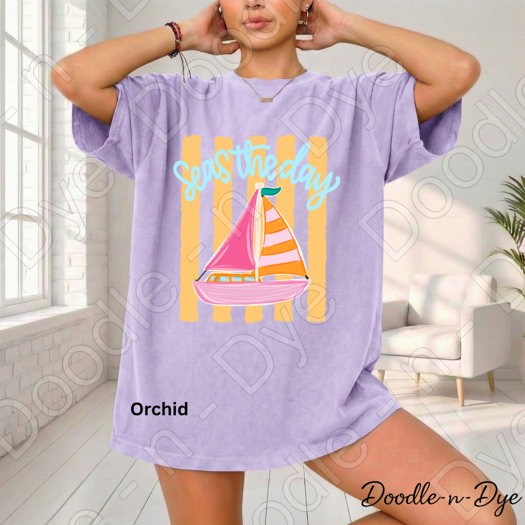 Seas the Day Comfort Colors Tee, Nautical Graphic Tee, Motivational Summer Shirt, Gift for Her