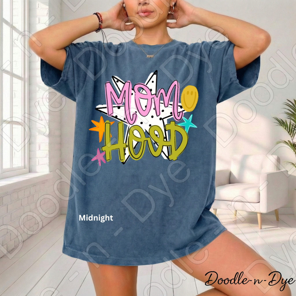Mom Hood Comfort Colors Tee, Cute Mom Life Shirt for Everyday Wear, Trendy Motherhood Graphic Tee, Fun Mom Outfit Idea, Colorful Mom Life Shirt, Gift for Mom, Gift for Her