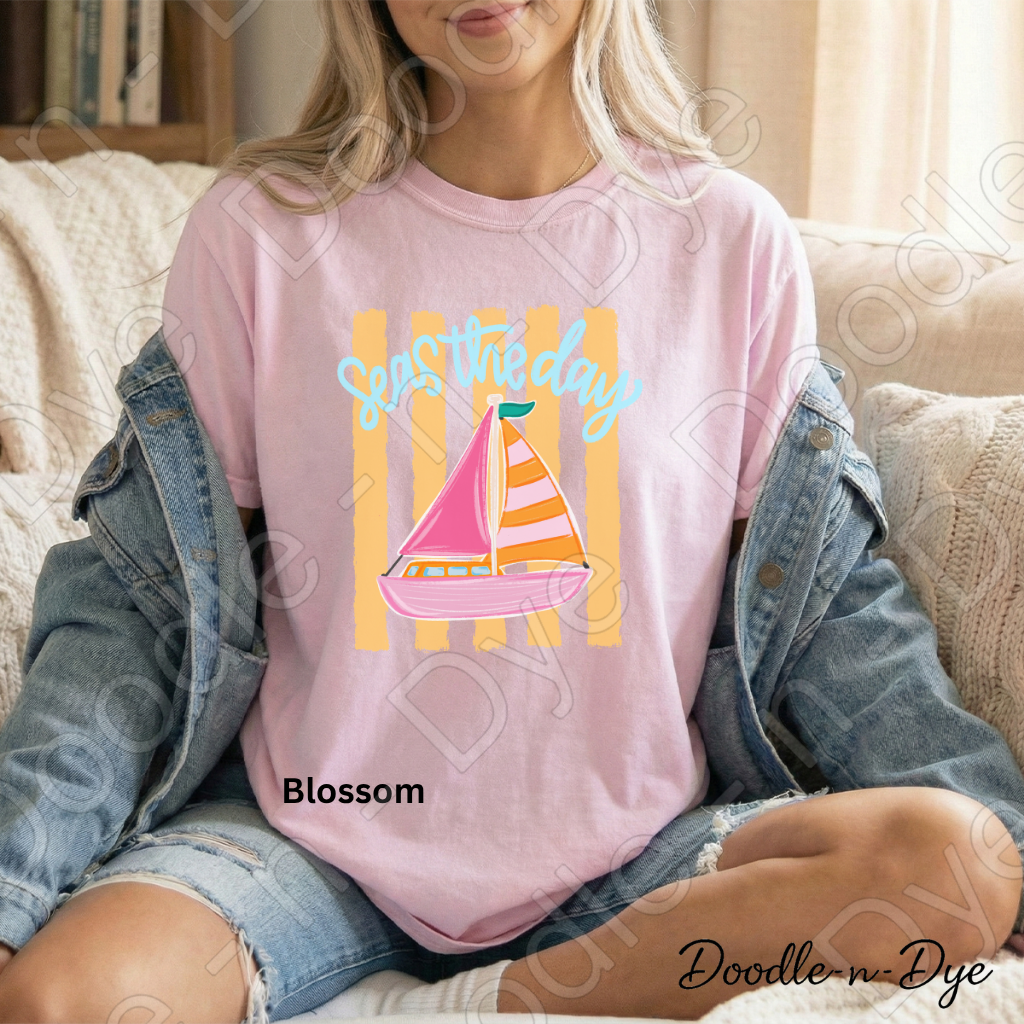 Seas the Day Comfort Colors Tee, Nautical Graphic Tee, Motivational Summer Shirt, Gift for Her
