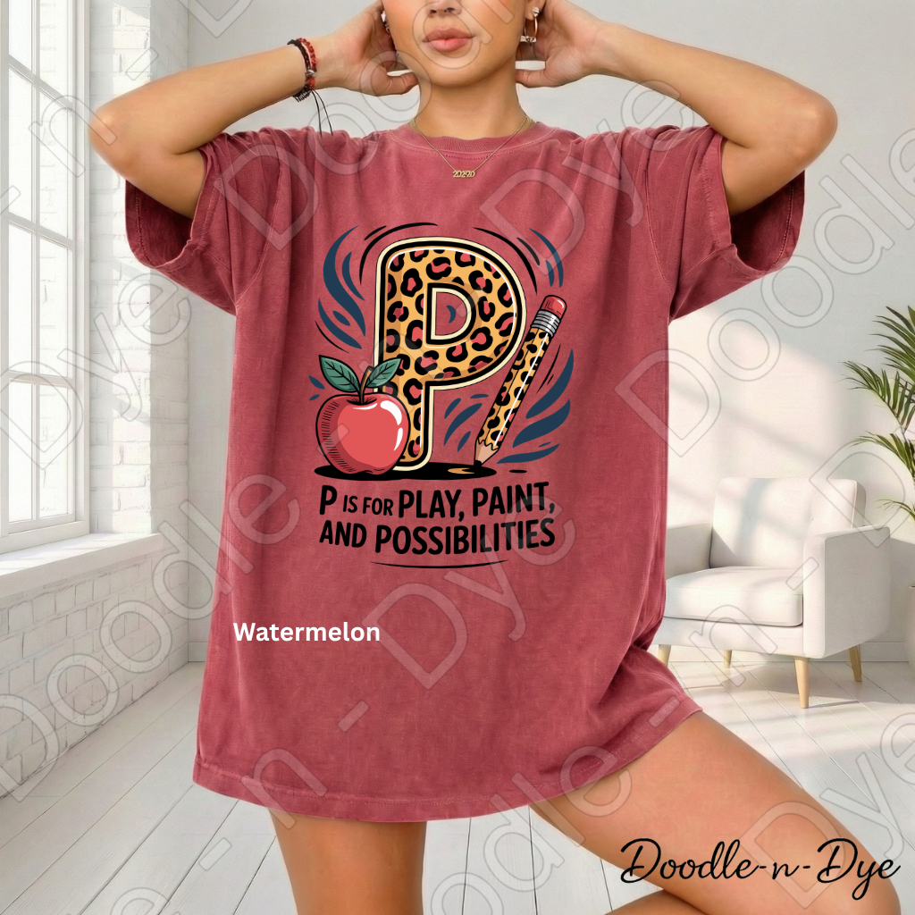 Pre-K Teacher Shirt – P Is for Play Paint and Possibilities Tee | Comfort Colors Preschool Teacher Shirt