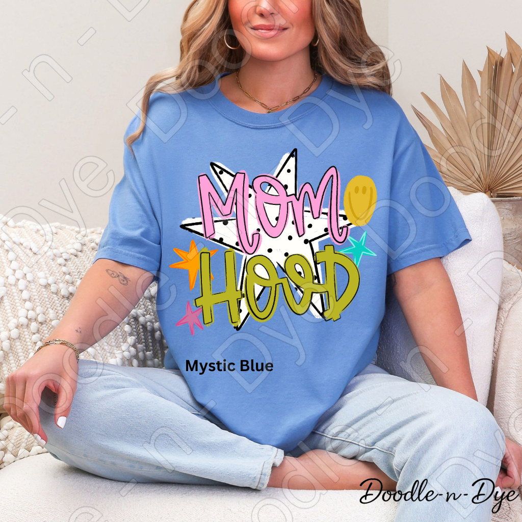 Mom Hood Comfort Colors Tee, Cute Mom Life Shirt for Everyday Wear, Trendy Motherhood Graphic Tee, Fun Mom Outfit Idea, Colorful Mom Life Shirt, Gift for Mom, Gift for Her