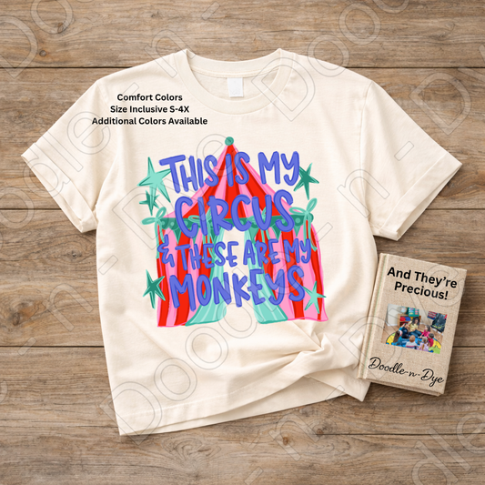 Funny Monkey Comfort Colors Tee, Teacher or Mom Life Shirt, This is My Circus These Are My Monkeys tee, Classroom Humor Tee, Humorous Mom Life Tee, Teacher Gift, Gift for Mom, Back to School Tee