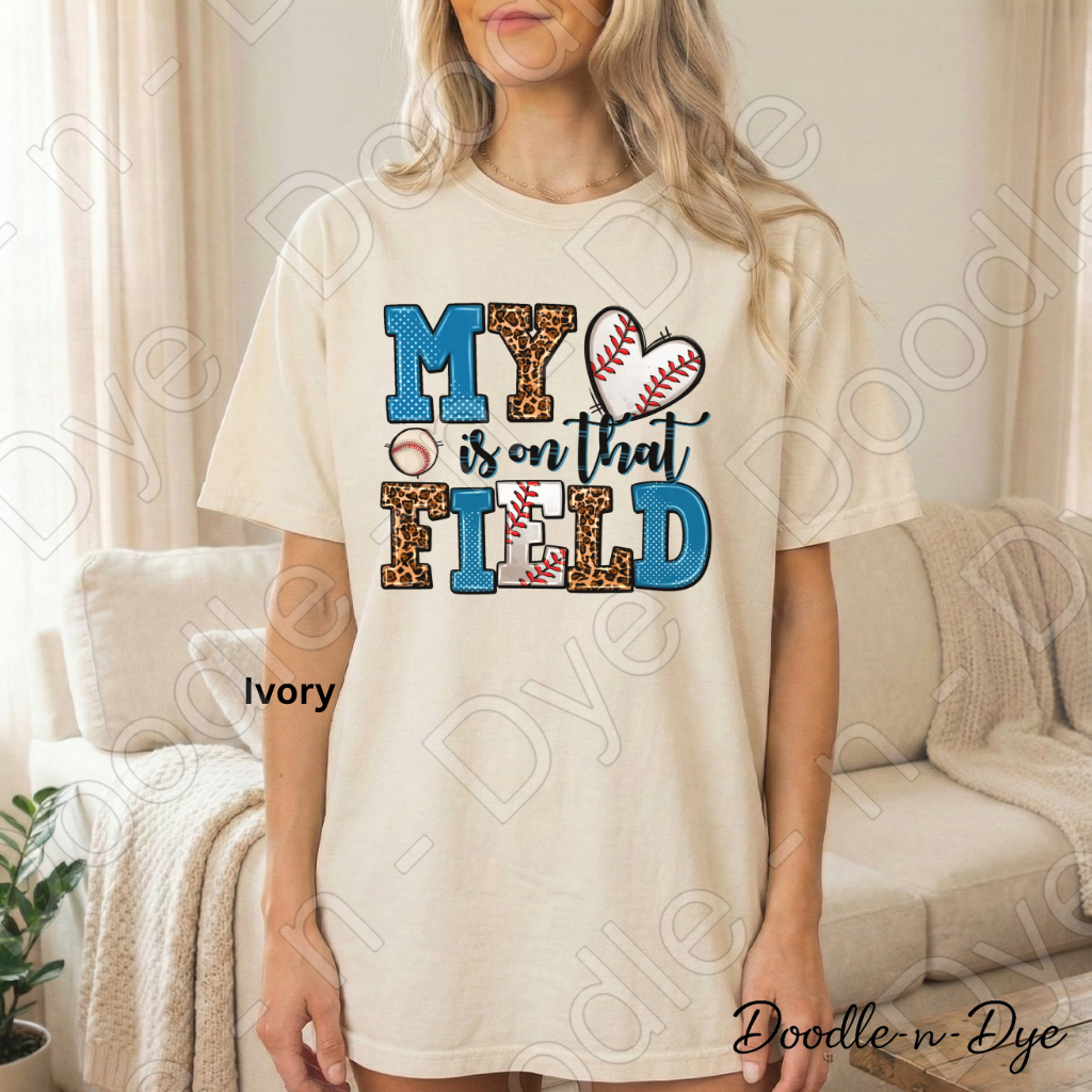 Baseball Mom Comfort Colors Tee, My Heart is on That Field Shirt, Baseball Season Tee, Gift for Mom, Baseball Life