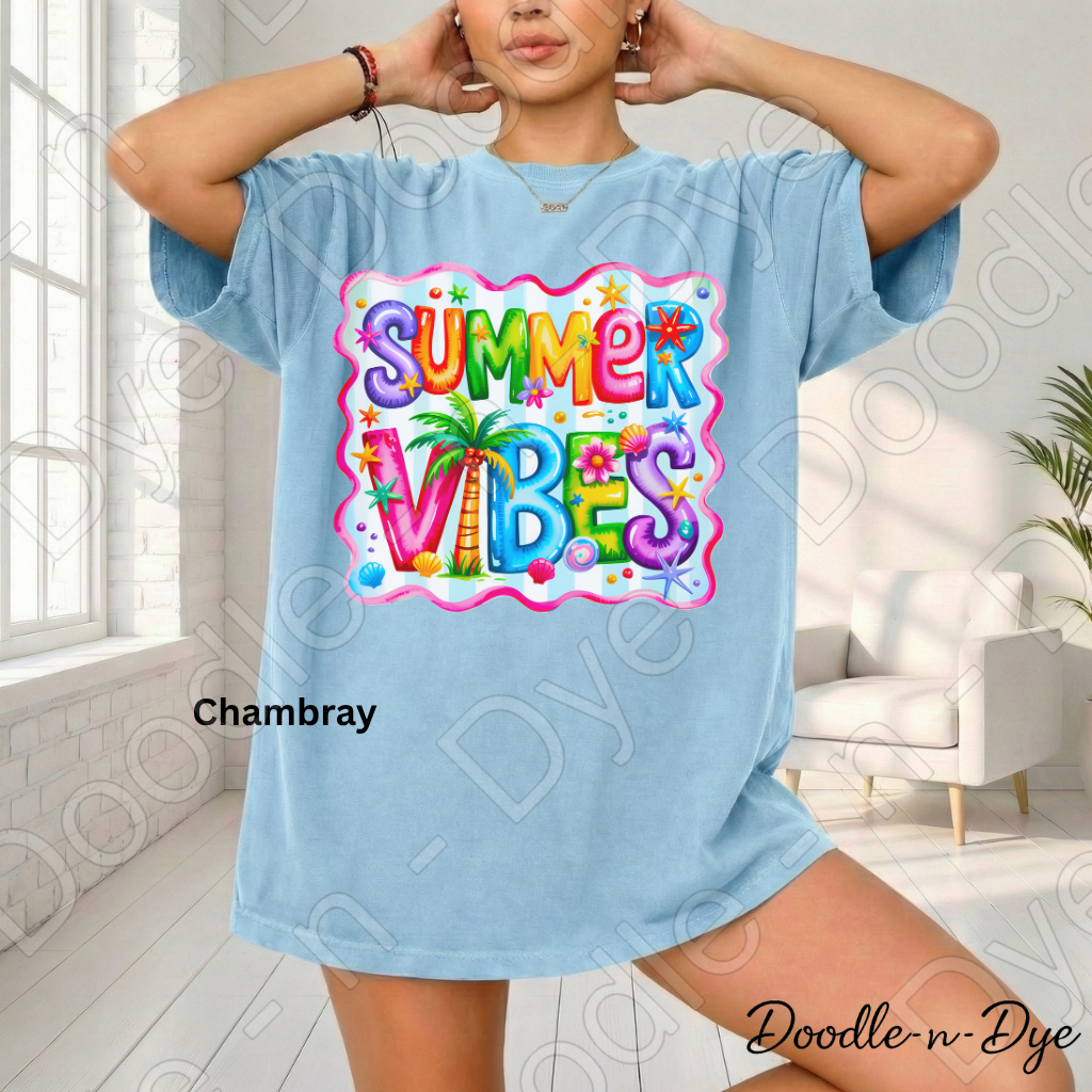 Summer Vibes Comfort Colors Tee, Teacher Summer Shirt, Tropical Summer Vibes Tee, Gift for Her