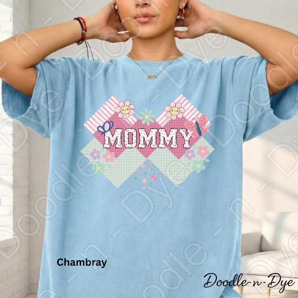 Mommy Comfort Colors Tee, New Mom T-Shirt, Cute Mom Graphic Tee, Floral Patterned Mommy Tshirt, Gift for Her, First Time Mom, Mother's Day Gift