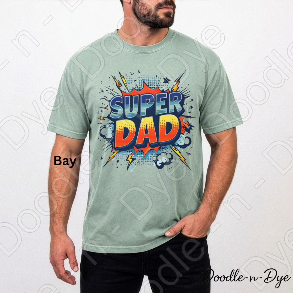 Super Dad Comfort Colors Tee, Comic Dad Shirt, Father's Day Superhero T-Shirt, Gift for Him