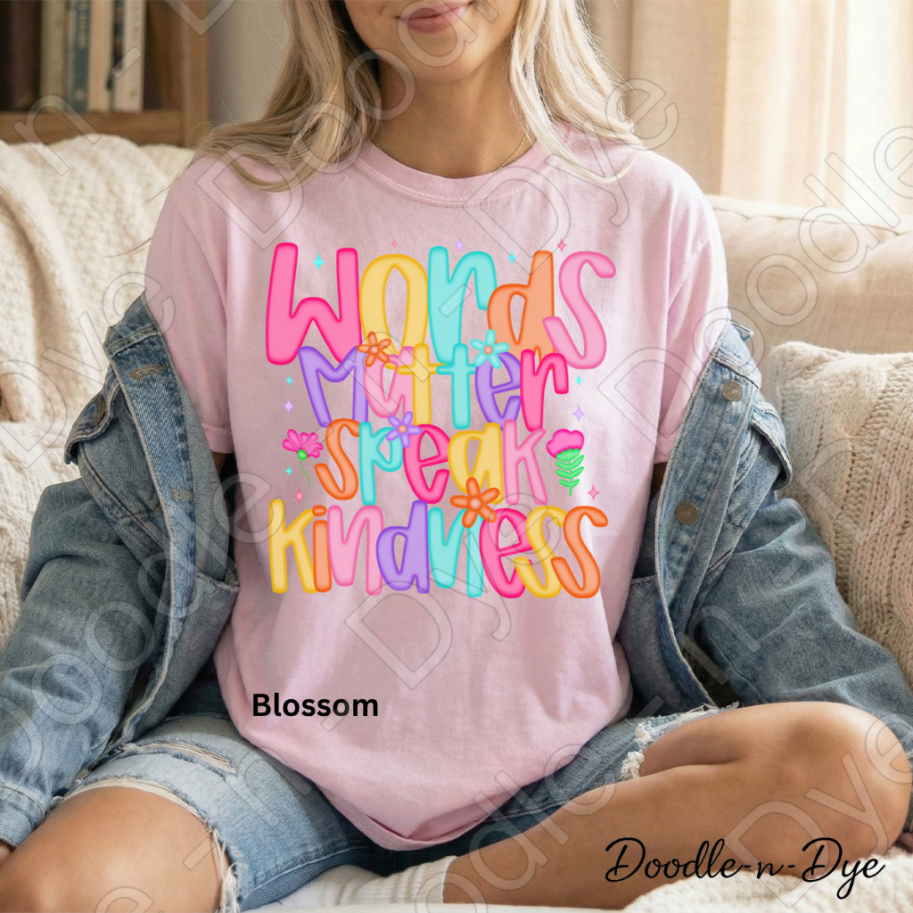 Speak Kindness Comfort Colors Tee, Words Matter Shirt, Positive Message Graphic Tshirt, Inspirational T Shirt,