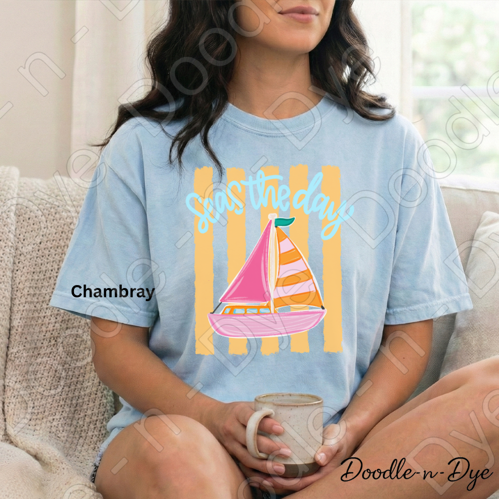 Seas the Day Comfort Colors Tee, Nautical Graphic Tee, Motivational Summer Shirt, Gift for Her