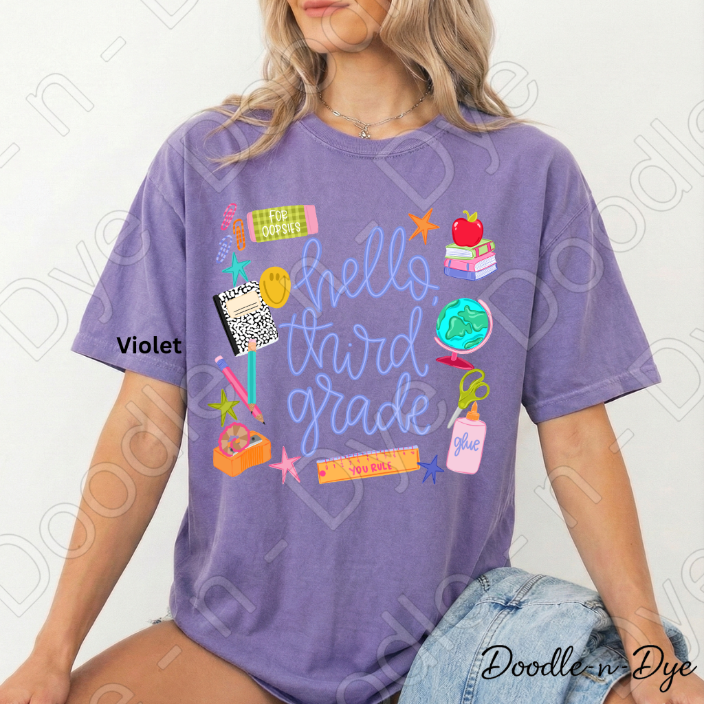 Hello Third Grade Teacher Shirt – Comfort Colors Back to School Third Grade Teacher Tee for Educators