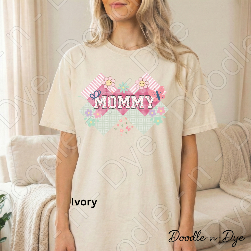 Mommy Comfort Colors Tee, New Mom T-Shirt, Cute Mom Graphic Tee, Floral Patterned Mommy Tshirt, Gift for Her, First Time Mom, Mother's Day Gift