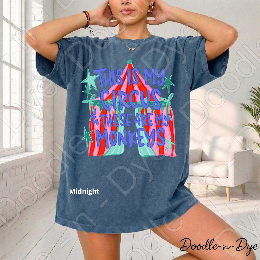Funny Monkey Comfort Colors Tee, Teacher or Mom Life Shirt, This is My Circus These Are My Monkeys tee, Classroom Humor Tee, Humorous Mom Life Tee, Teacher Gift, Gift for Mom, Back to School Tee
