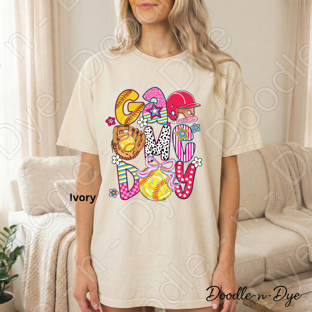 Game Day Softball Comfort Colors Tee, Game Day Tee for Mom, Game Day Shirt for Players, Gift for Mom, Gift for Her, Team Shirt