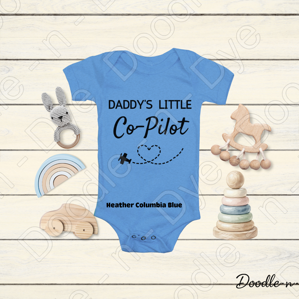 Infant Daddy's Little Co-Pilot Baby Onesie, Cute Father's Day Bodysuit, Baby Bella & Canvas Onesie, Little Co Pilot Onesie