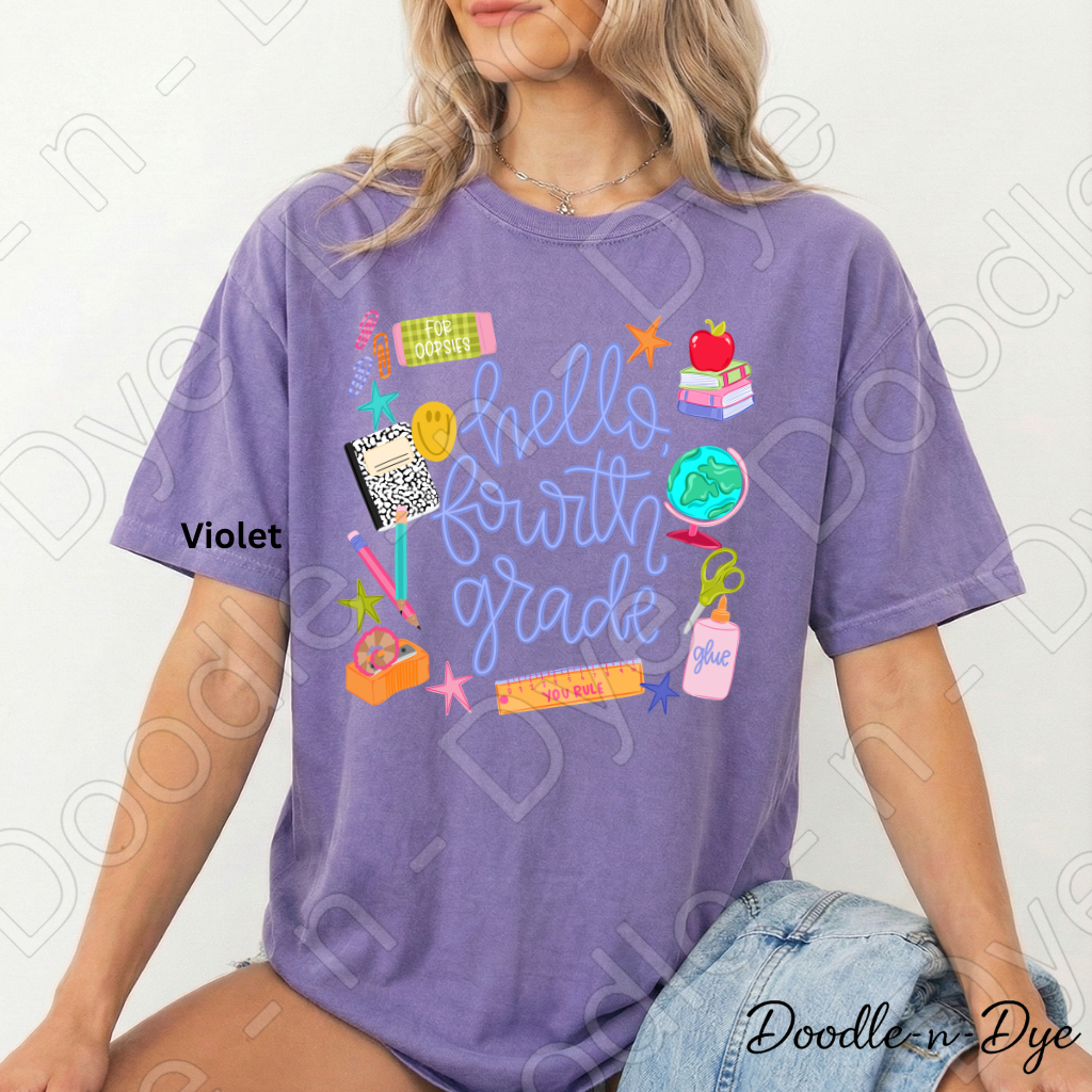 Hello Fourth Grade Teacher Shirt – Comfort Colors Back to School Fourth Grade Teacher Tee for Educators