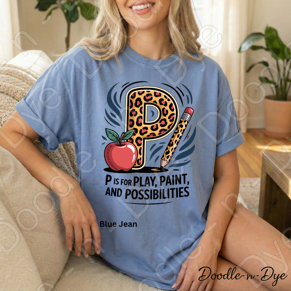 Pre-K Teacher Shirt – P Is for Play Paint and Possibilities Tee | Comfort Colors Preschool Teacher Shirt