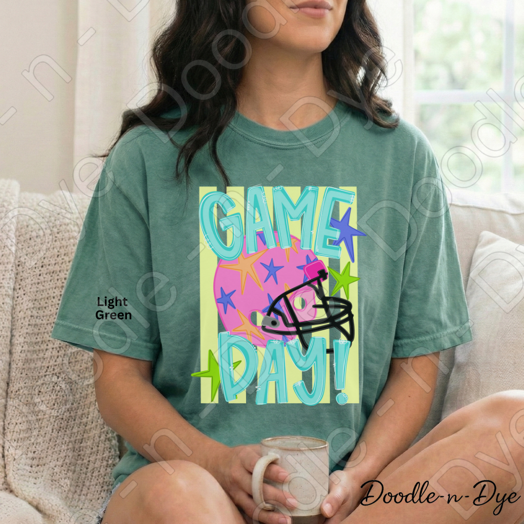 Game Day Comfort Colors Tee, Football Spirit Shirt for Women, Cute Game Day Outfit Idea, Colorful Football Helmet Tee, School Spirit and Sports Mom Shirt, Gift for Her