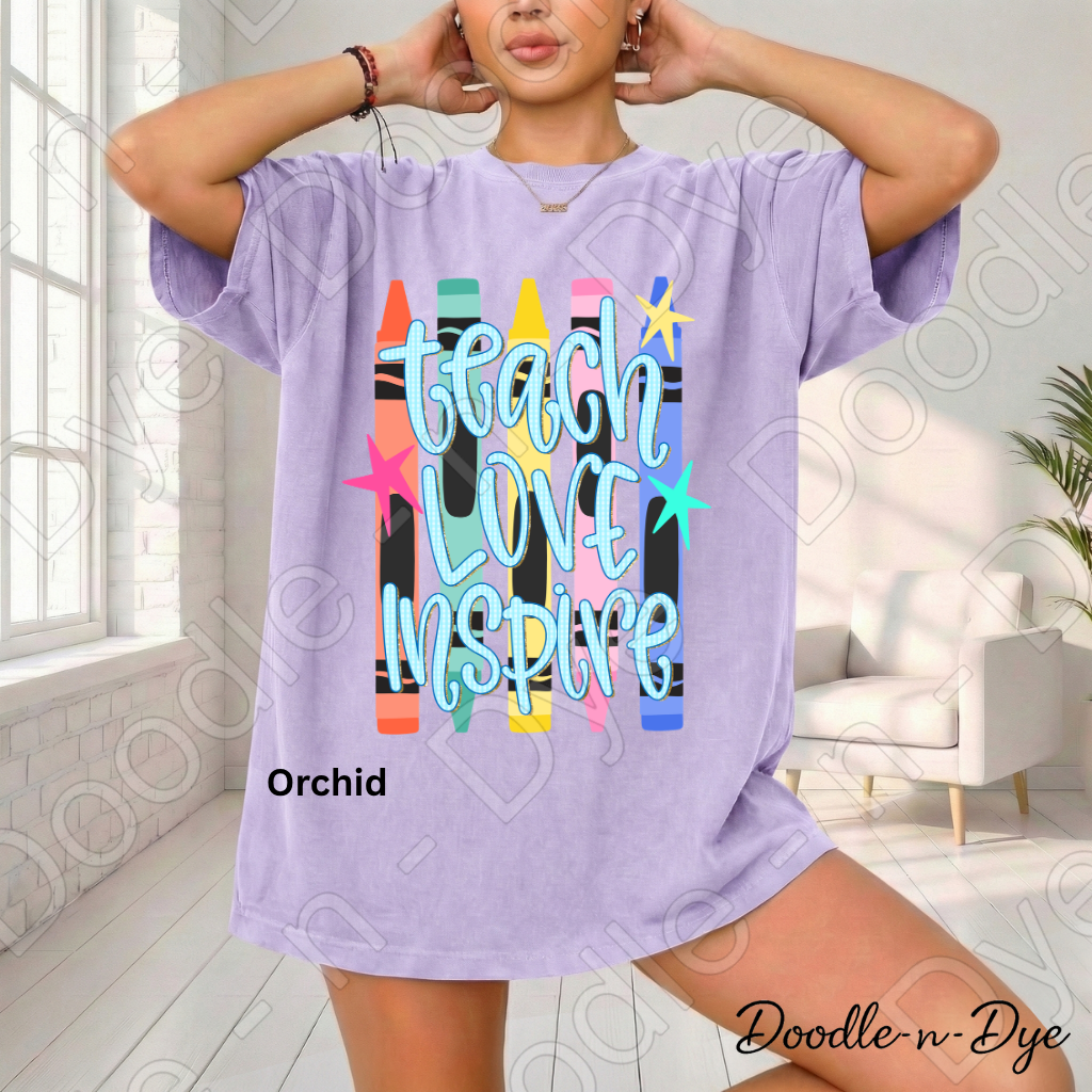 Teach Love Inspire Teacher Shirt, Inspirational Teacher Tee, Comfort Colors Teacher Shirt, Motivational Teacher Gift, Back to School Teacher Tee, Educator Shirt