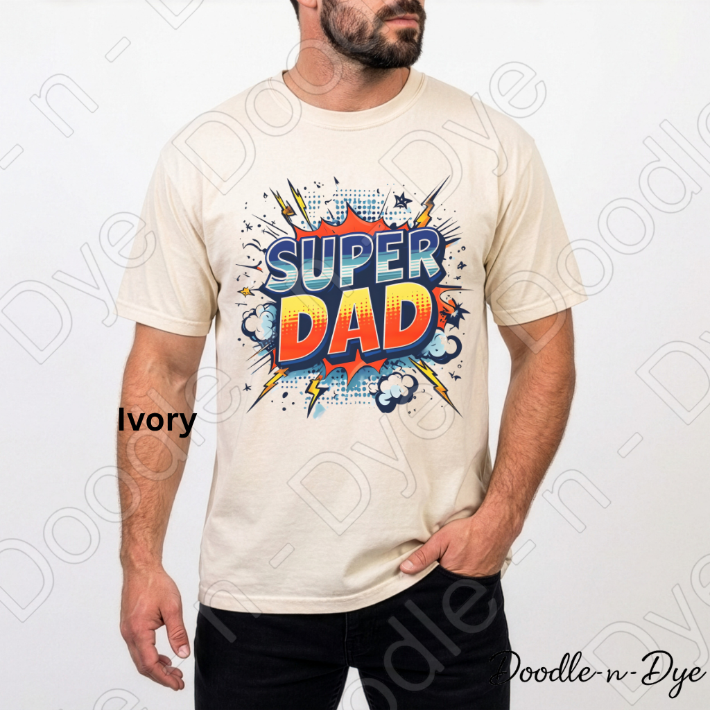 Super Dad Comfort Colors Tee, Comic Dad Shirt, Father's Day Superhero T-Shirt, Gift for Him