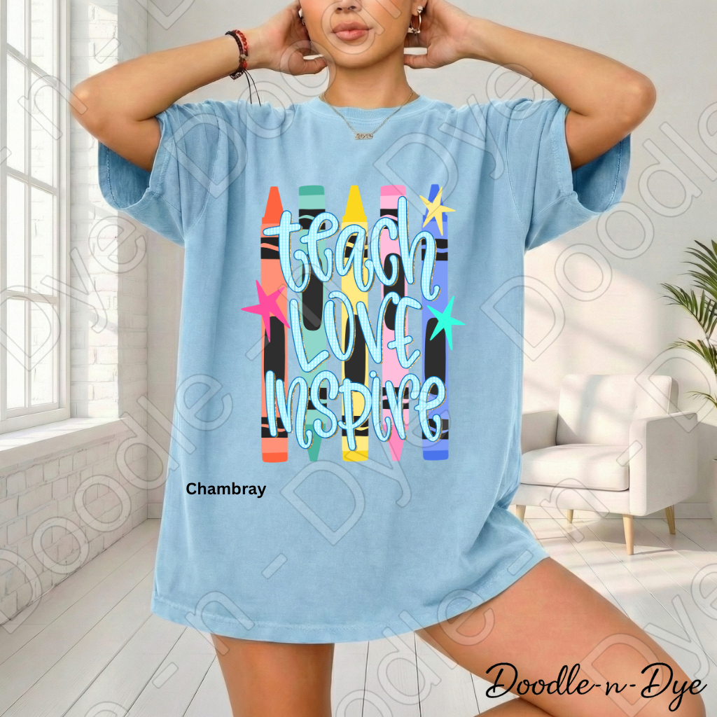 Teach Love Inspire Teacher Shirt, Inspirational Teacher Tee, Comfort Colors Teacher Shirt, Motivational Teacher Gift, Back to School Teacher Tee, Educator Shirt