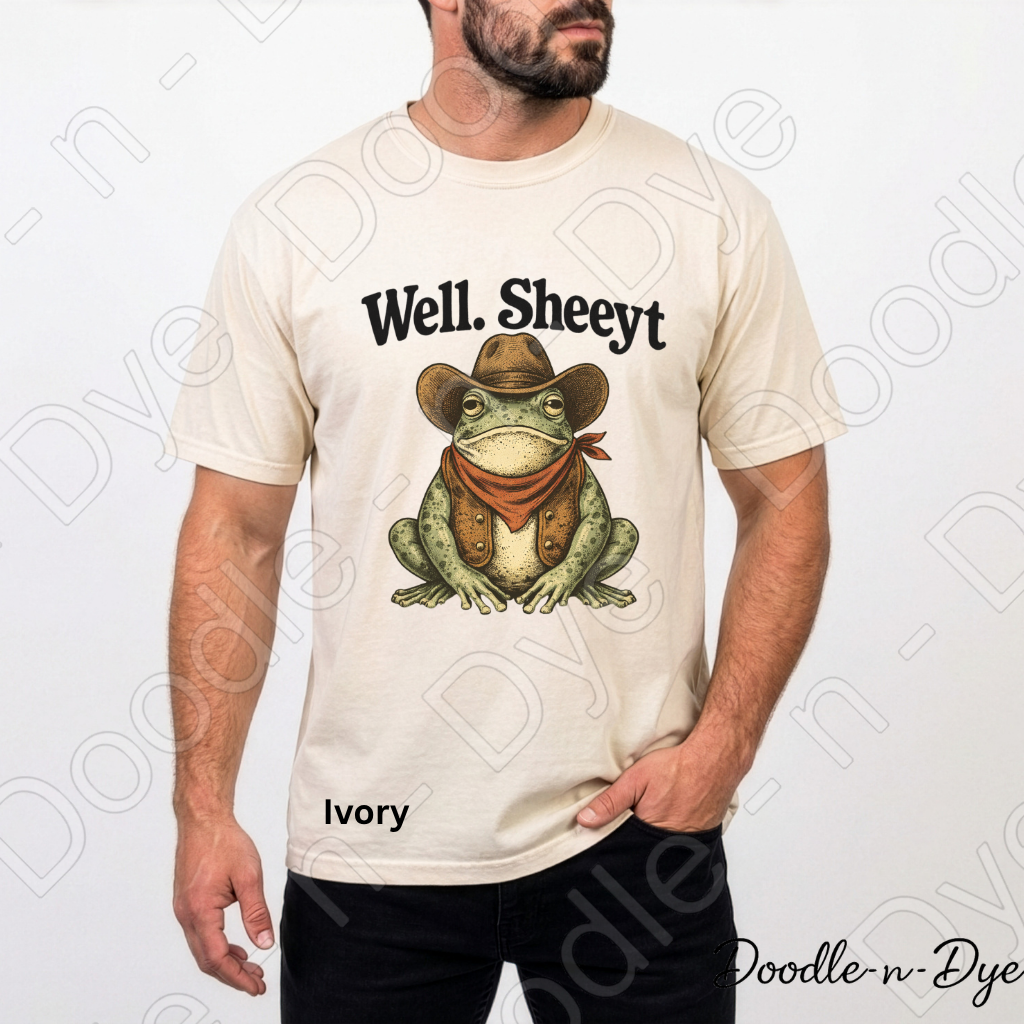 Funny Southern Comfort Colors Tee, Well Sheeyt Funny Cowboy Shirt, Snarky Toad T-Shirt, Humorous Frog Tee