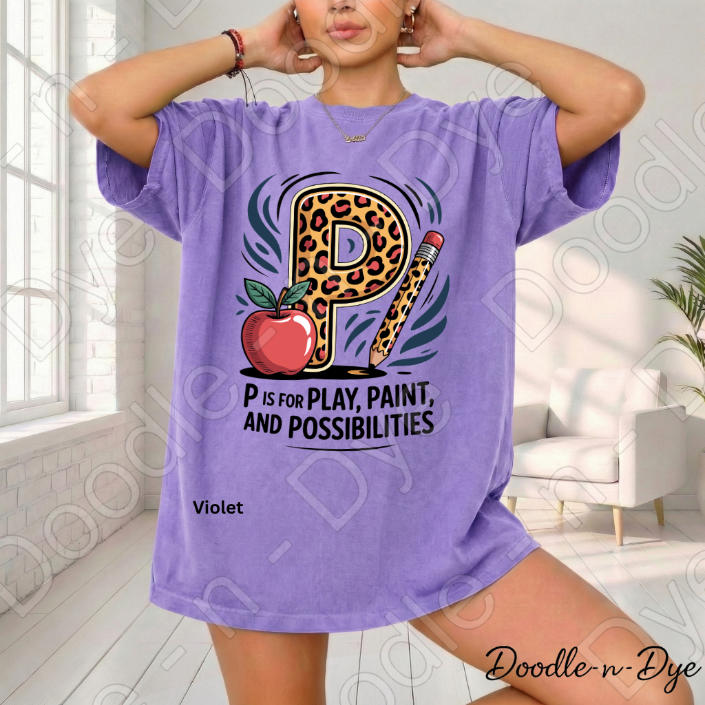 Pre-K Teacher Shirt – P Is for Play Paint and Possibilities Tee | Comfort Colors Preschool Teacher Shirt