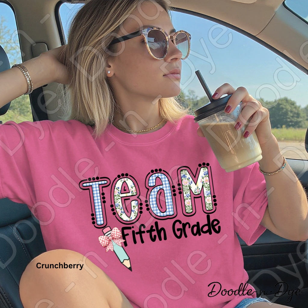 Fifth Grade Teacher Shirt, Team Fifth Grade Teacher Comfort Colors Tee, Doodle-n-Dye Original Design, Teacher Shirt, Back to School Teacher Gift