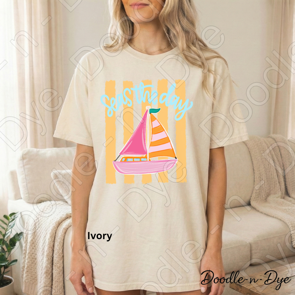 Seas the Day Comfort Colors Tee, Nautical Graphic Tee, Motivational Summer Shirt, Gift for Her