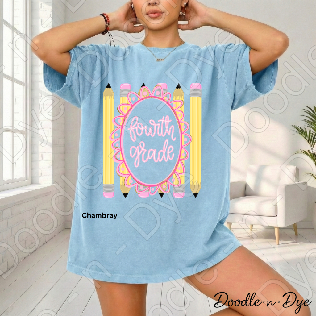 Fourth Grade Teacher Shirt, Fourth Grade Comfort Colors Teacher Tee, Grade Level Fourth Grade Teacher Shirt, Teacher Gift, Back to School Teacher Tee