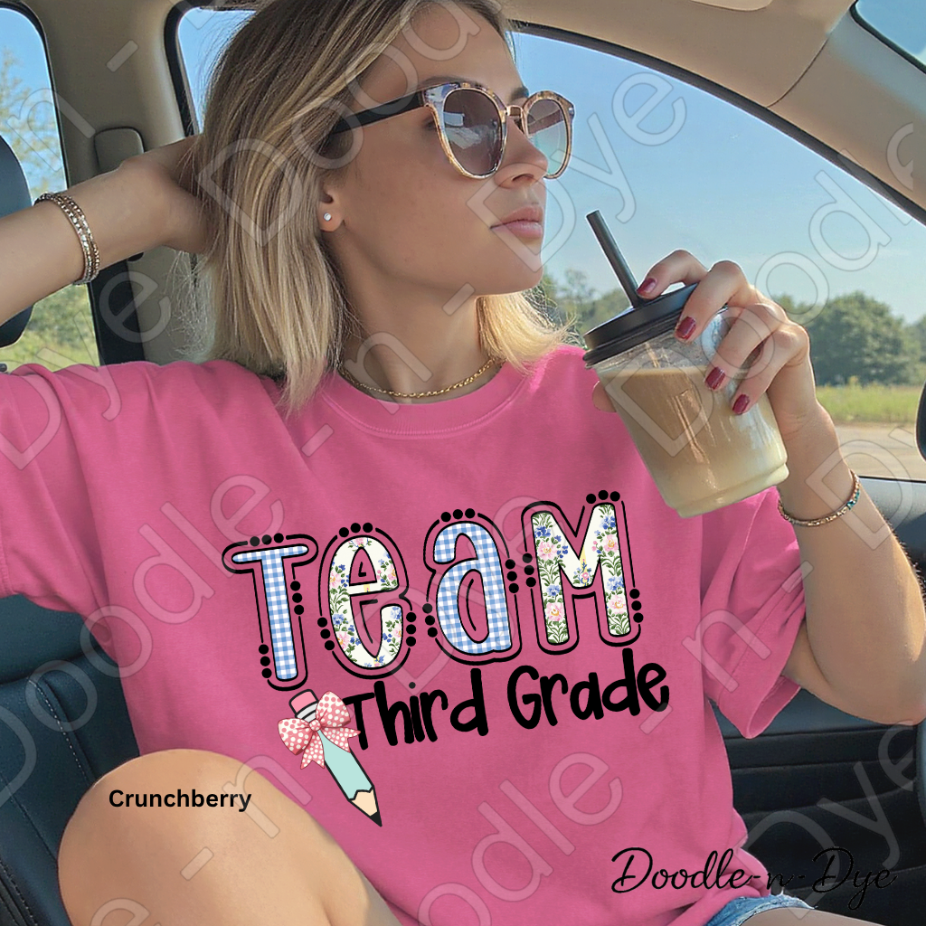 Third Grade Teacher Shirt, Team Third Grade Teacher Comfort Colors Tee, Doodle-n-Dye Original Design, Teacher Team Shirt, Back to School Teacher Gift