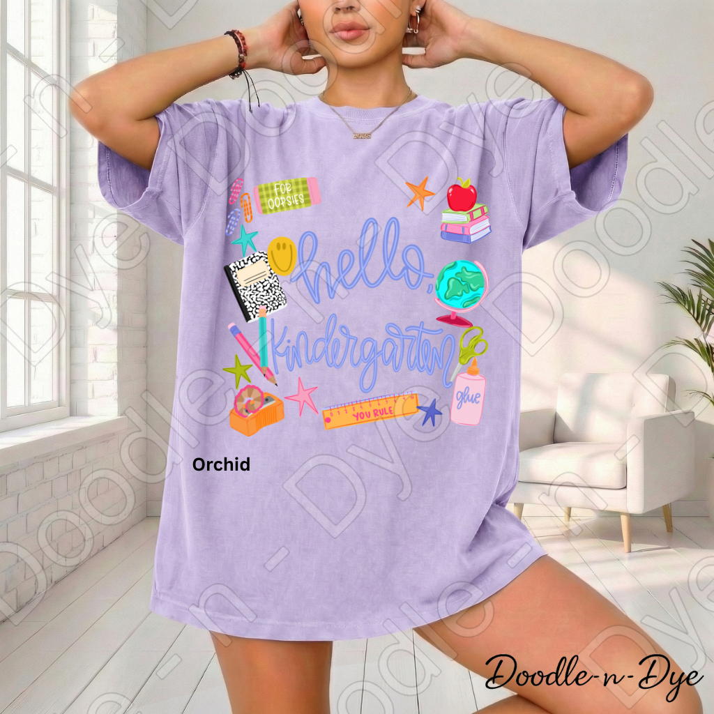 Hello Kindergarten Teacher Shirt – Comfort Colors Back to School Kindergarten Teacher Tee for Educators