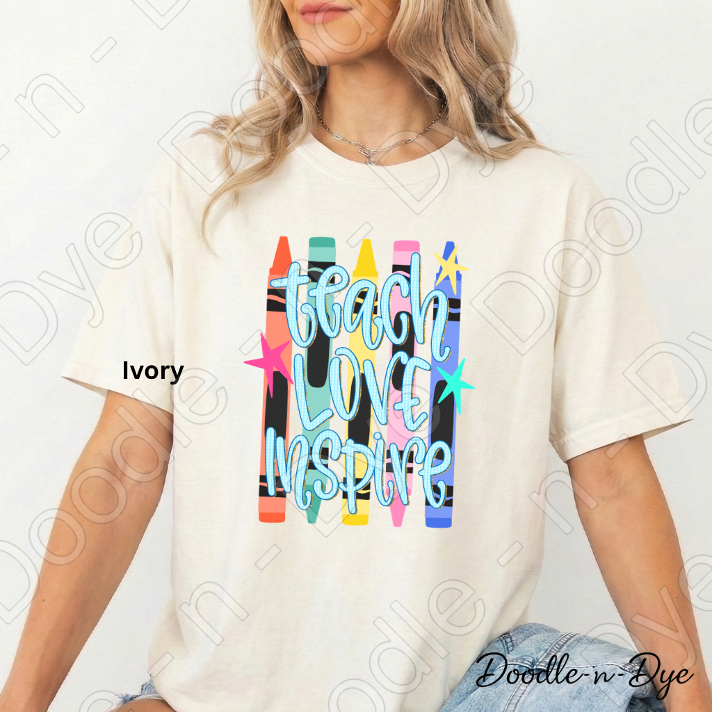 Teach Love Inspire Teacher Shirt, Inspirational Teacher Tee, Comfort Colors Teacher Shirt, Motivational Teacher Gift, Back to School Teacher Tee, Educator Shirt