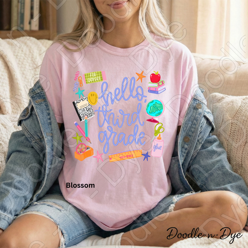 Hello Third Grade Teacher Shirt – Comfort Colors Back to School Third Grade Teacher Tee for Educators