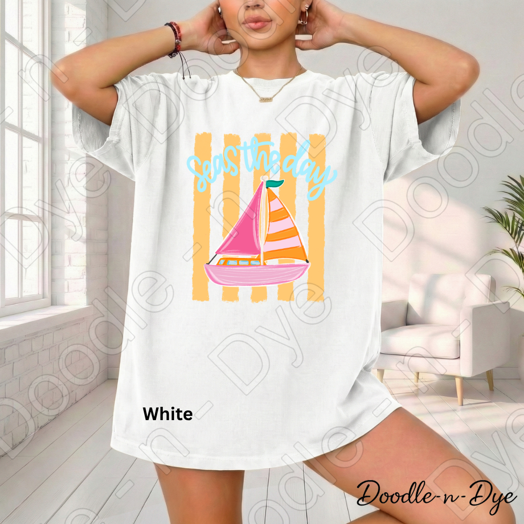 Seas the Day Comfort Colors Tee, Nautical Graphic Tee, Motivational Summer Shirt, Gift for Her