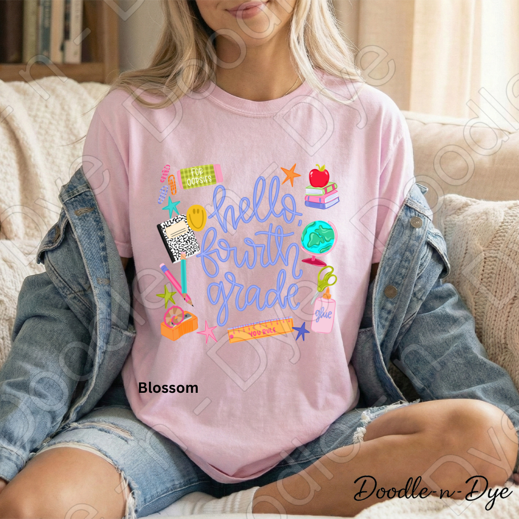 Hello Fourth Grade Teacher Shirt – Comfort Colors Back to School Fourth Grade Teacher Tee for Educators