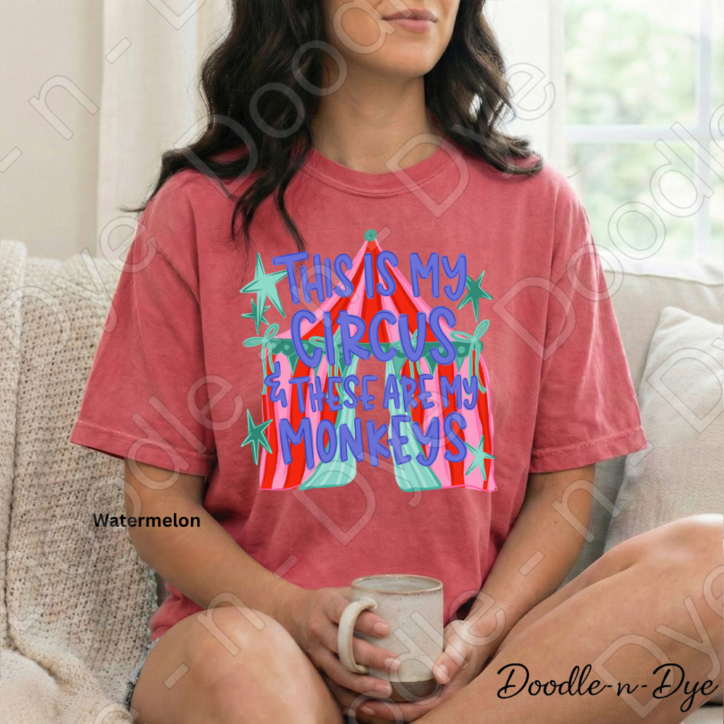 Funny Monkey Comfort Colors Tee, Teacher or Mom Life Shirt, This is My Circus These Are My Monkeys tee, Classroom Humor Tee, Humorous Mom Life Tee, Teacher Gift, Gift for Mom, Back to School Tee