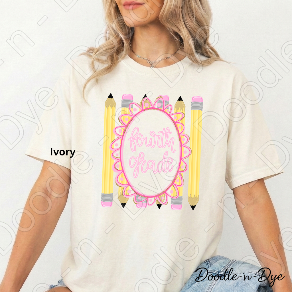 Fourth Grade Teacher Shirt, Fourth Grade Comfort Colors Teacher Tee, Grade Level Fourth Grade Teacher Shirt, Teacher Gift, Back to School Teacher Tee