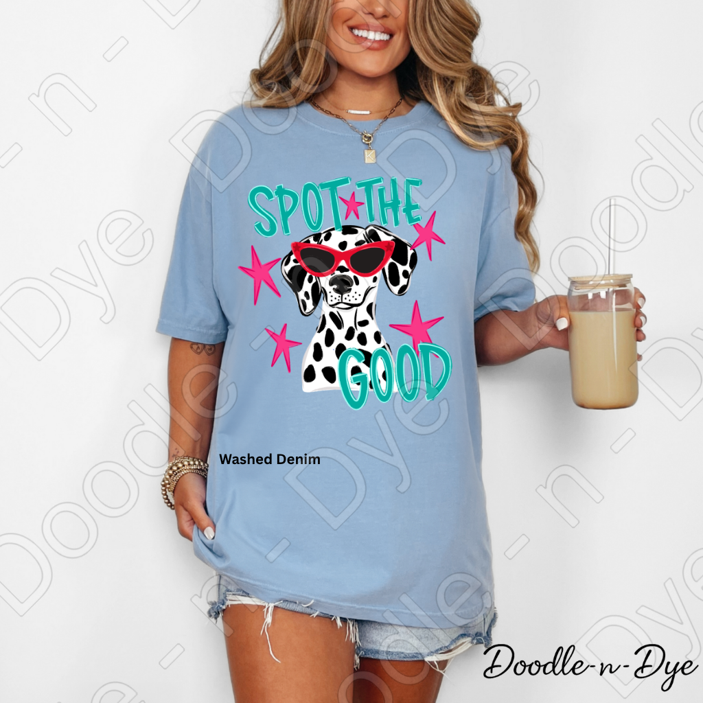 Spot the Good Inspirational Comfort Colors Tee, Positive Message Shirt, Encouraging School Outfit, Cute Dalmatian Kindness Tee, Back‑to‑School Graphic Shirt