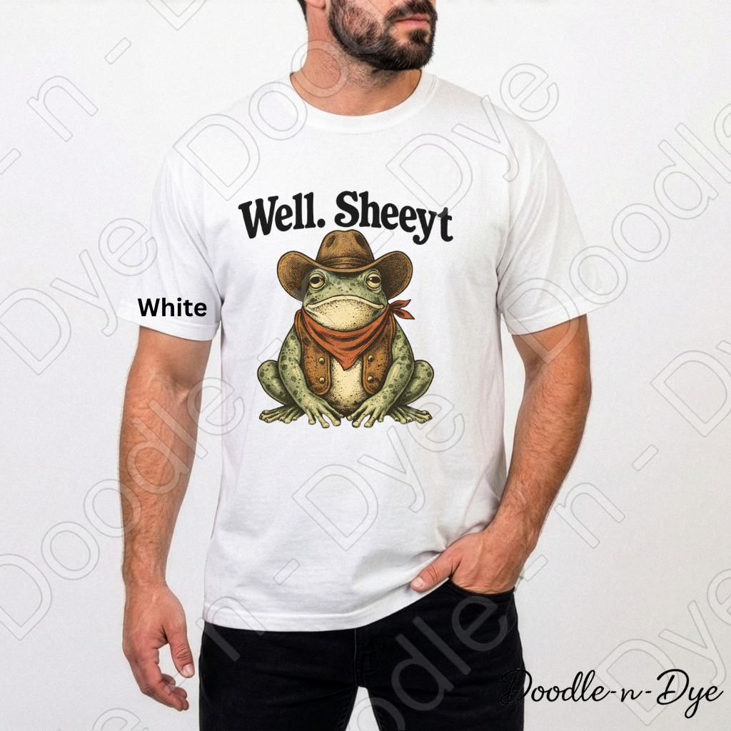 Funny Southern Comfort Colors Tee, Well Sheeyt Funny Cowboy Shirt, Snarky Toad T-Shirt, Humorous Frog Tee